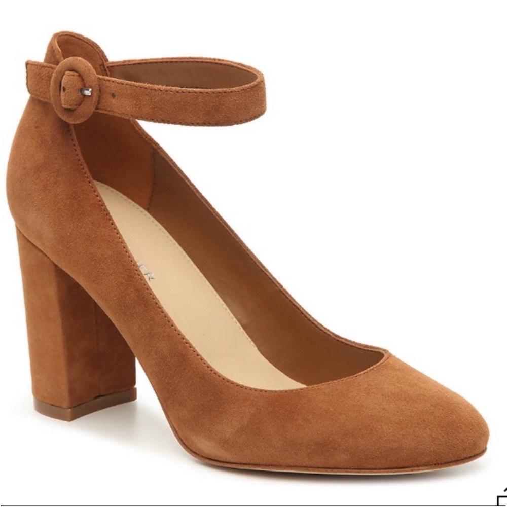 Marc Fisher brown suede block heels with ankle straps size 8